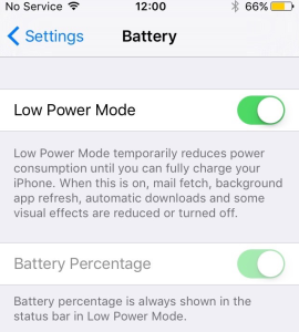 Low Power mode on iOS 9
