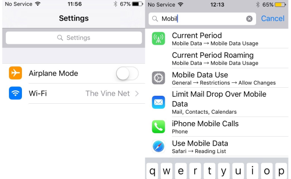 iOS 9: Settings are searchable